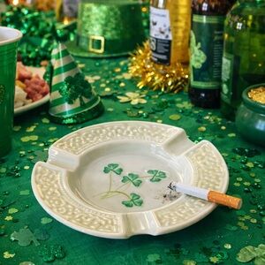 Vintage Belleek Shamrock Ashtray